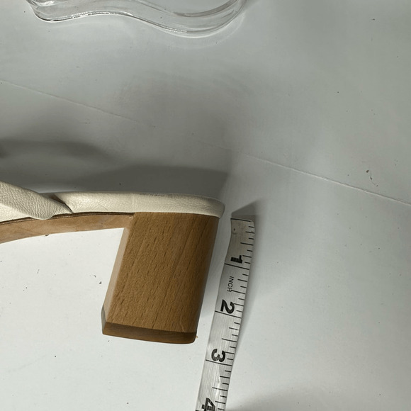 VINCE Elita 50mm Strappy Leather Slide Sandals Cream square toe womens US 10 - Picture 7 of 7